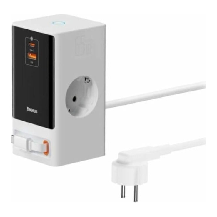 Incarcator retea Baseus PowerCombo Powerstrip, 65 W, 4 porturi, Alb
