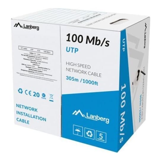 LANBERG Cablu LAN UTP 305 m solid CCA negru