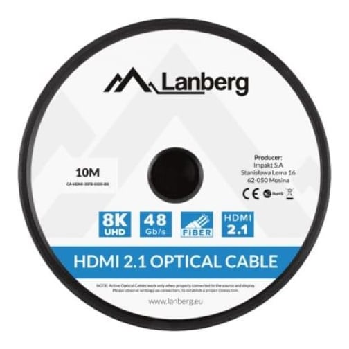 LANBERG Cablu HDMI M/M v2.1 10 m optic negru AOC