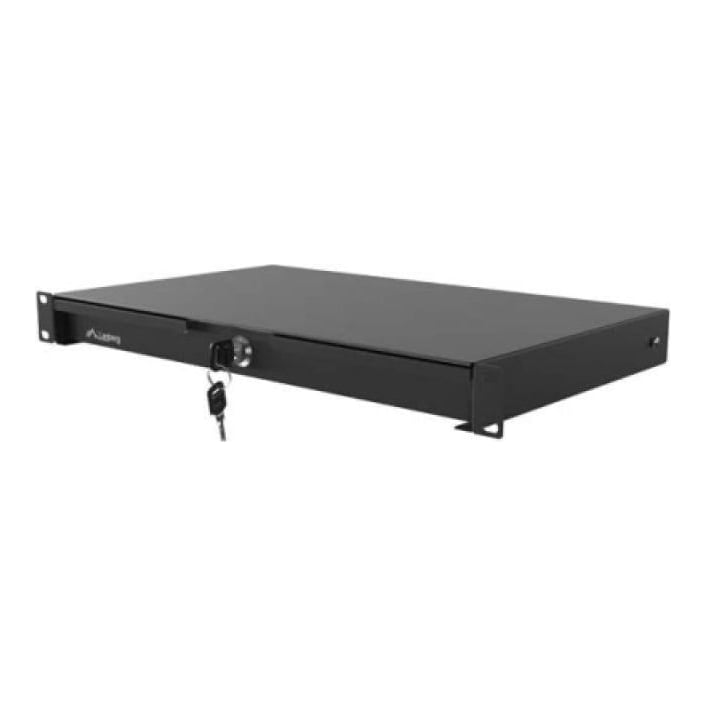 Drawer Lanberg 19", RAL color RAL9004, maximum load 30 kg, Range of adjustment 270 - 520 mm