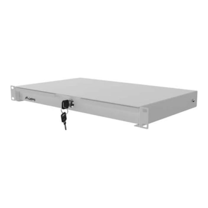 Drawer Lanberg 19", RAL color RAL9004, maximum load 30 kg, Range of adjustment 270 - 520 mm, gri