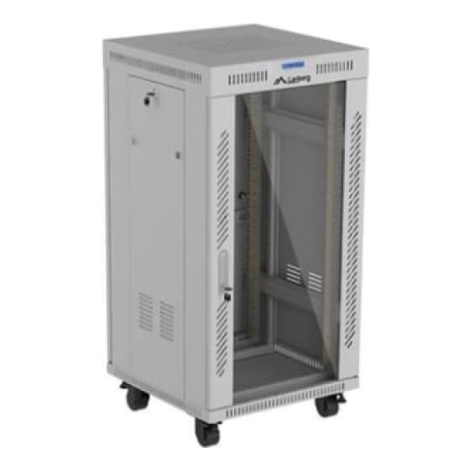 LANBERG Dulap rack 19" perete 22U/600X600 (FLAT PACK) WITH GLASS DOOR LCD, self-assembly, greutate maxima suportata 1200 kg, RAL color RAL7035, gri