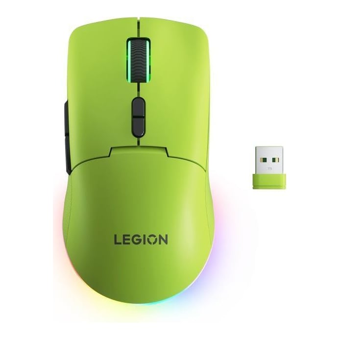 Lenovo Legion M220 Wireless RGB Gaming Mouse; Mouse Sensor: Optical; Mouse Resolution: 400-800-1600(default)-3200-5000; Number of Button: 7 Buttons; Connectivity: Bluetooth, 2.4G, or Wired; Backlight: 2 Zones RGB; Packed Dimensions (L x D x H): 160 mm x 134 mm x 60 mm; Color: Surge Green; Warranty
