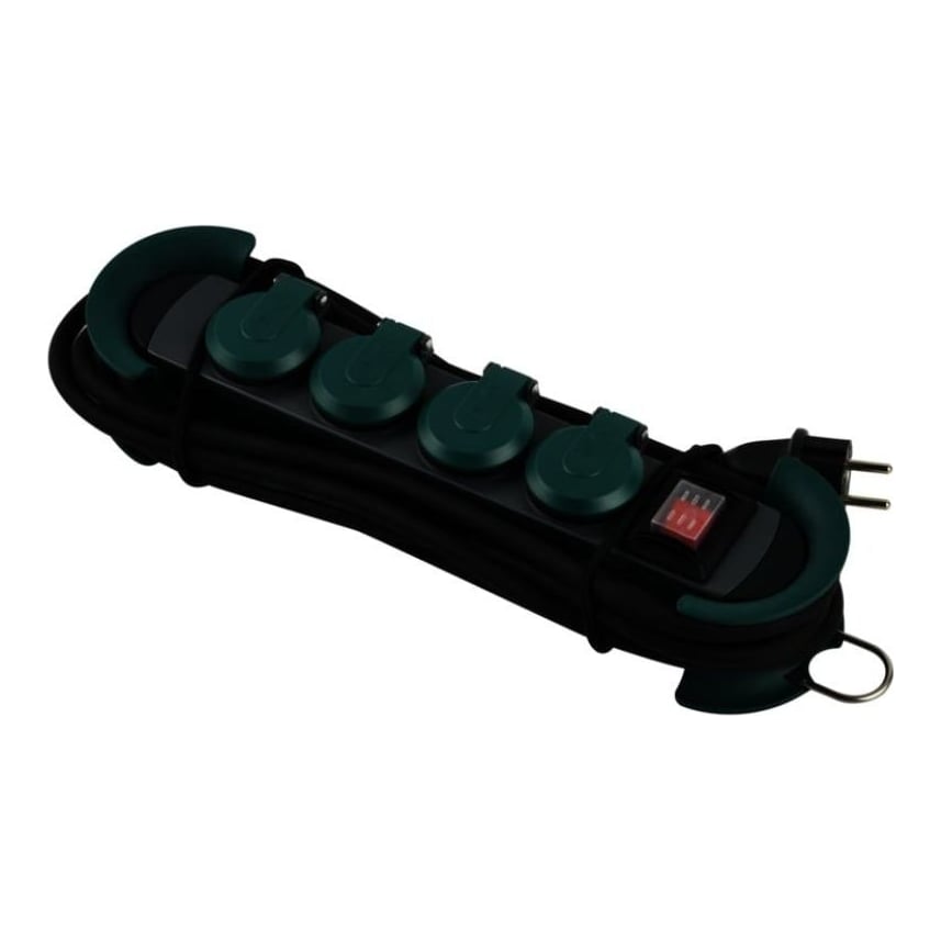 BACHMANN HOOK Outdoor 4xCEE7/3 verde 4,0m CEE7/7