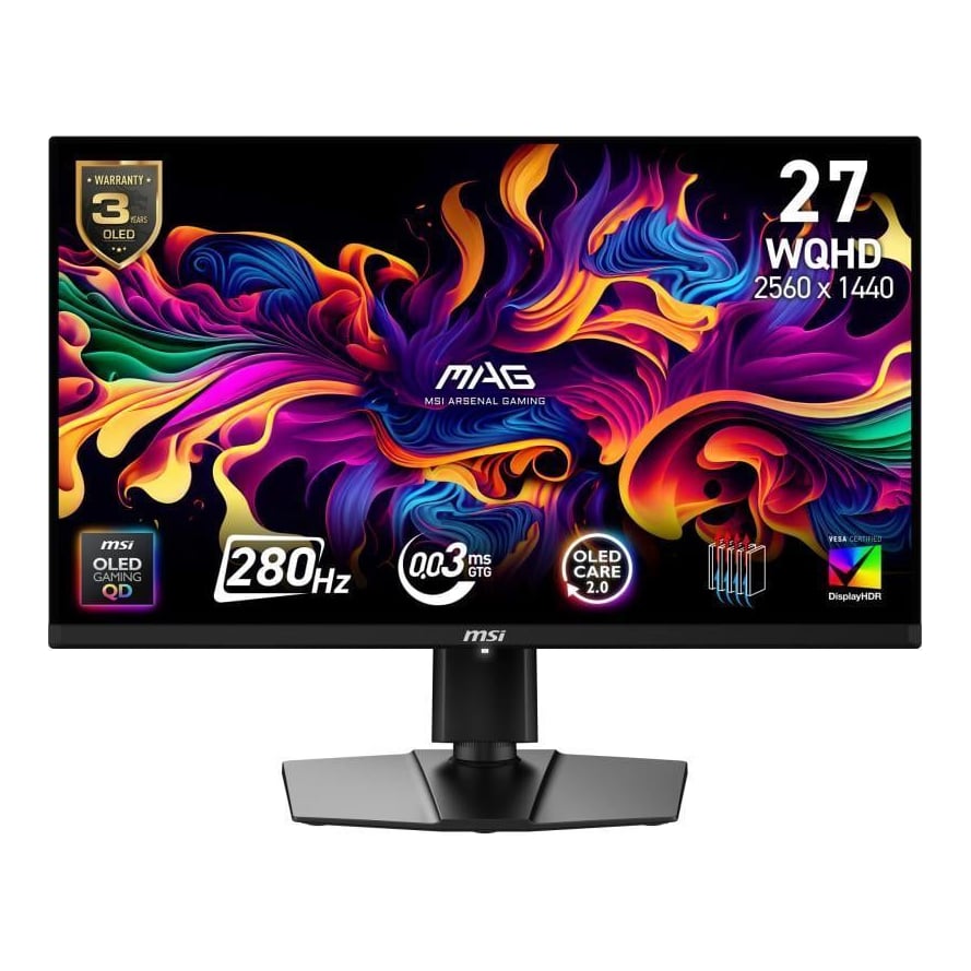 Monitor Gaming MSI MAG 271QP QD-OLED X28, 26.5", 2560 x 1440 pixeli, Black