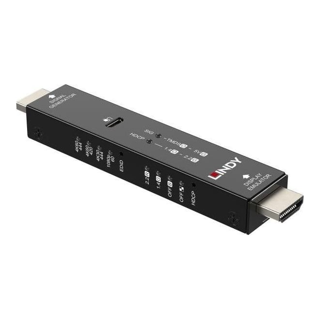 Emulator Lindy HDMI 4K60 Signal Generator & Display, Supported Bandwidth: 18Gbps, Maximum Resolution: 3840x2160@60Hz 4:4:4 8bit, EDID selection: 4K60 444, 4K60 420, 4K30 444, 1080p@60Hz