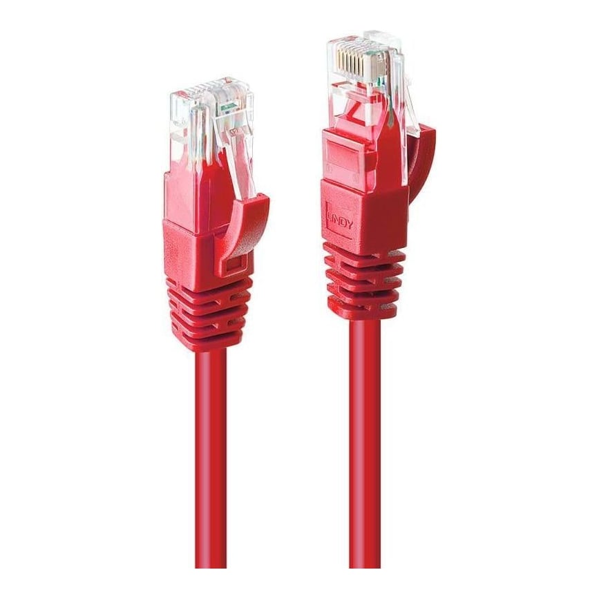 Cablu de retea Lindy 2m Cat.6 U/UTP, conector A: RJ45 Male conector B: RJ45 Male, latime de banda suportata 250MHz, rosu