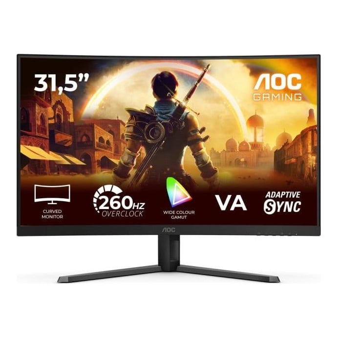 Monitor AOC 31.5" C32G42ZE, Curvature: 1500R, Diagonal (inch): 31.5, Diagonal (cm): 80, Aspect ratio: 16:9, Panel: VA, Resolution: 1920x1080, Refresh Rate: 260Hz, Response time GtG: 4ms, Response time MPRT: 0.3ms, Brightness (max): 300 cd/m², Contrast (static) : 3500:1, Viewing angle: 178/178, Color