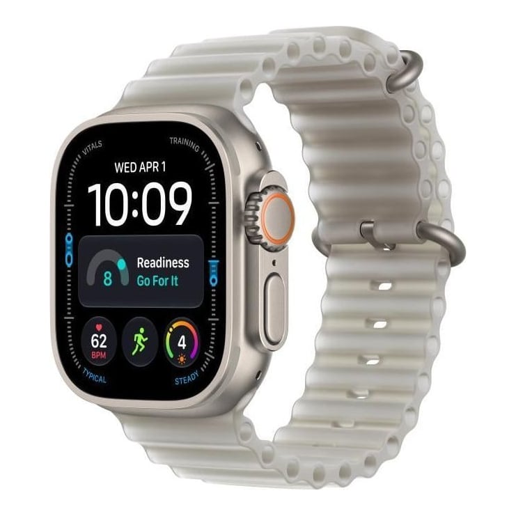 Apple Watch Ultra 4 GPS + Cellular 49mm Natural Titanium Case with Translucent Grey Ocean Band