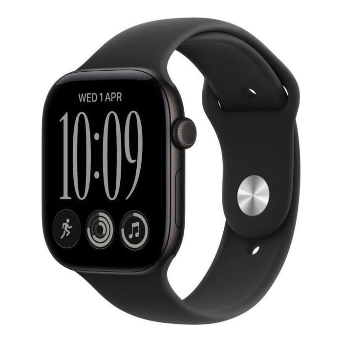 Apple Watch Series 12 GPS + Cellular 42mm Black Aluminium Case with Black Sport Band - S/M
