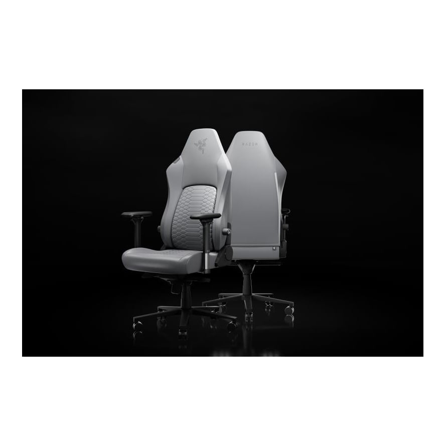 Scaun Razer Iskur V2 NewGen, tip spuma spumă turnată PU, suport lombar integrat, tetieră reglabilă, cotiere 2D, clasa de ridicare pe gaz 4, gri deschis