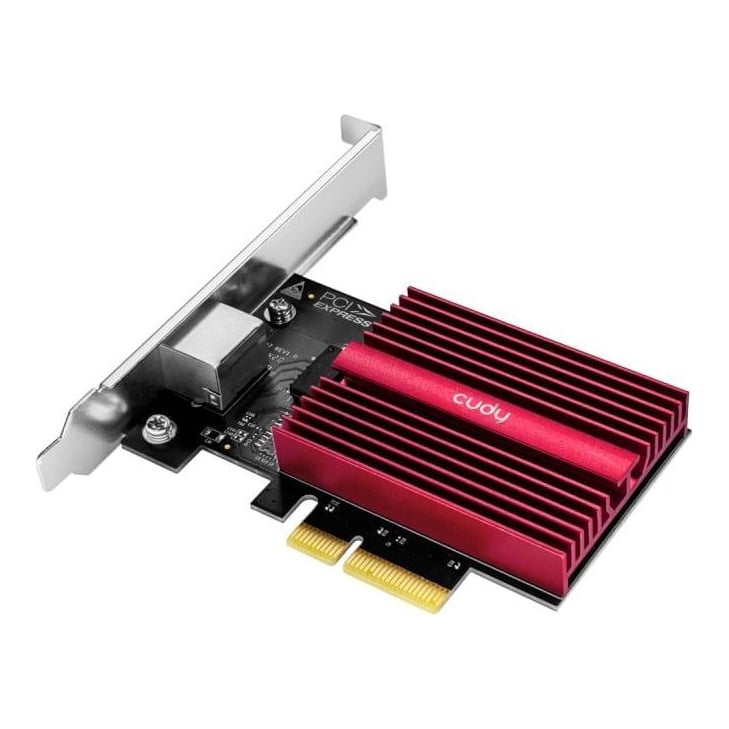 CUDY PCI Express Adapter 10Gbps, Marvell AQC113R, 10G/5G/2.5G/1000M/100M/10M Auto Adaptiv, PCI express 3.0 x4,Wake-On- LAN，Flow Control, 8 clase de trafic, Data Center Bridging, Jumbo Frames (pana la 16 Kbytes), Dual Bracket, Compatibil Windows, Linux, NAS