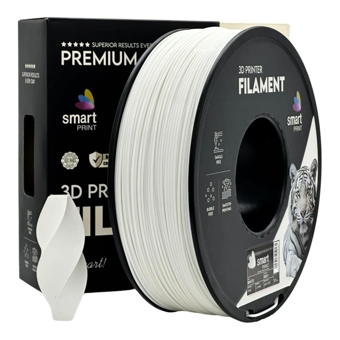 Filament 3D Smart Print, Diamentru 1.75mm, Greutate: 1KG, Culoare: Alb, Material: ABS+, Temperatura: 220-250c.