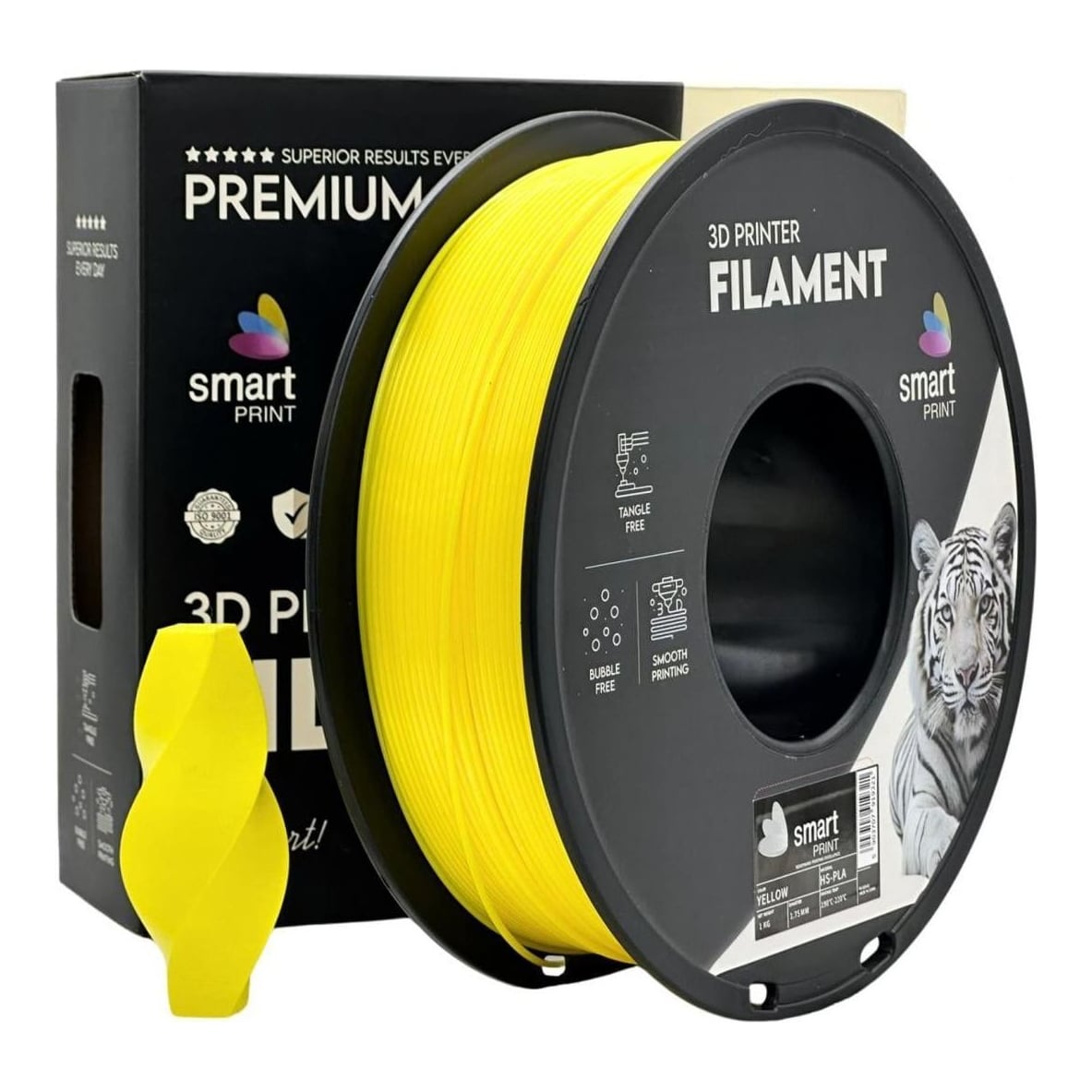 Filament 3D Smart Print, Diamentru 1.75mm, Greutate: 1KG, Culoare: GALBEN, Material: PLA, Temperatura duza: 180-240c.