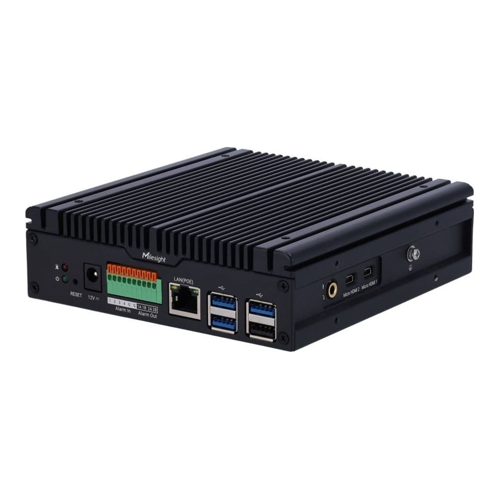 MILESIGHT TECHNOLOGY "Mini server Milesight SE0208-K/NX; Memorie:4GB LPDDR5 System operare: Linux Ubuntu 24.04 LTS Compresie: G.711/AAC/G.726 Performanta: Max. 8CH, 12MP ~ CIF, Max. 80Mbps Recording, Max. 160Mbps Outgoing, H.265, H.264, MJPEG, Event: Audio Alarm,Network Disconnected, IP Address Conflict SSD Full, SSD