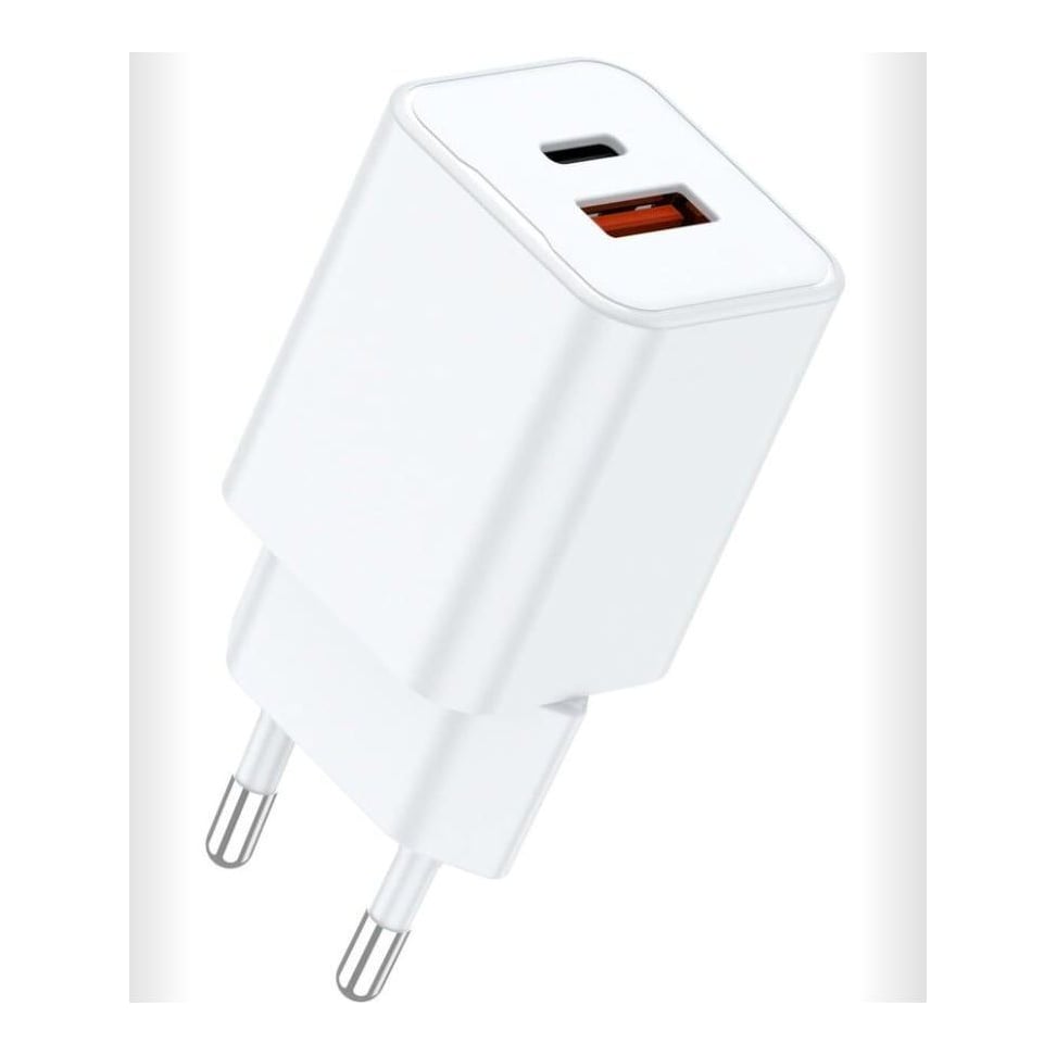 LEMONTTI Lemontti Încărcător Rețea GaN Dual Port 25W 1x USB-C 1x USB-A Alb