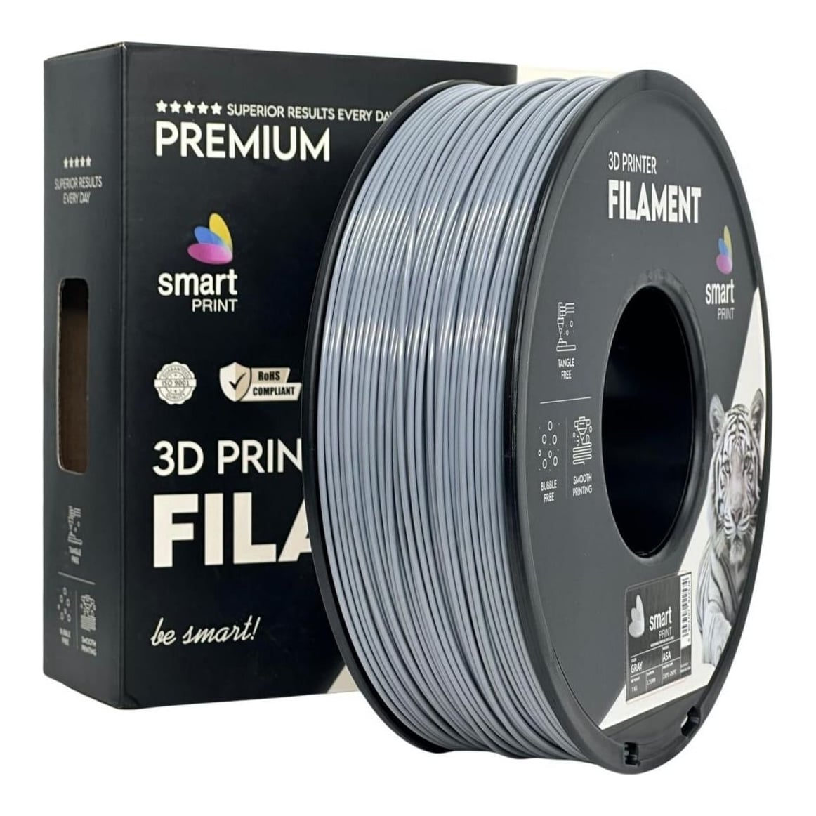 Filament 3D Smart Print, Diamentru 1.75mm, Greutate: 1KG, Culoare: Gri, Material: ASA, Temperatura: 220-250c.