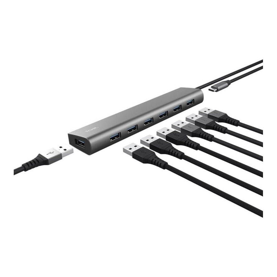 Hub Trust Halyx 7xUSB 3.2 Gen1, gri
