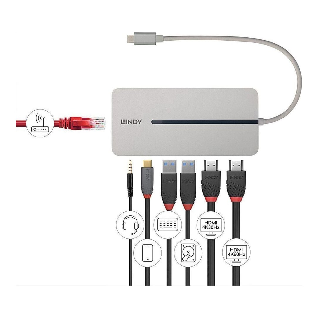 Lindy DST-Mx Duo Mini Dock USB Type-C