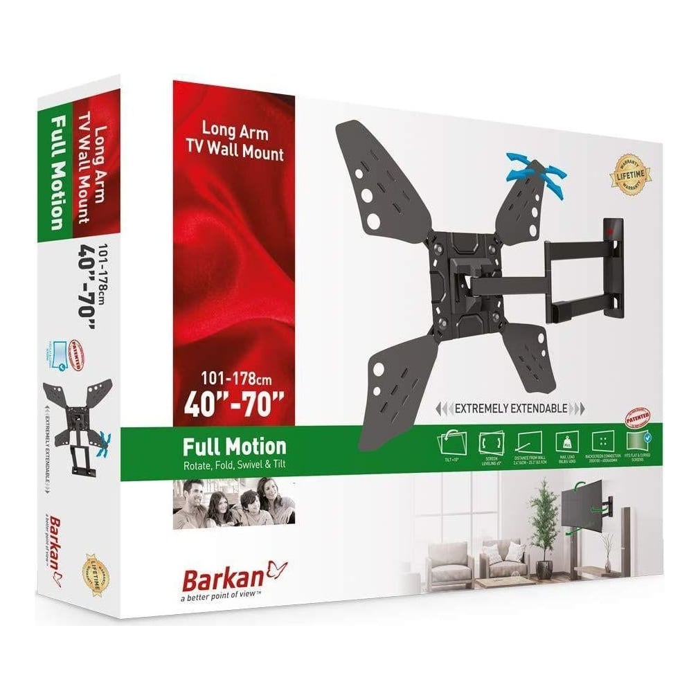 Suport TV de perete, Barkan 3400L.B, Fix, 32"- 70", VESA 400 x 400 mm, suporta pana la 40kg, negru
