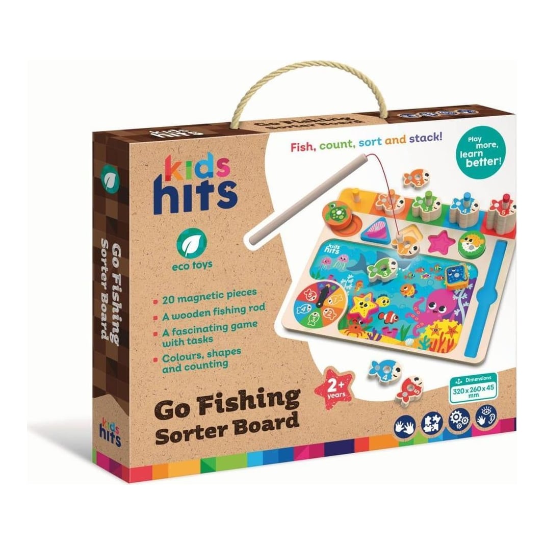 KIDS HITS Placa De Sortare Mergem La Pescuit, Lemn