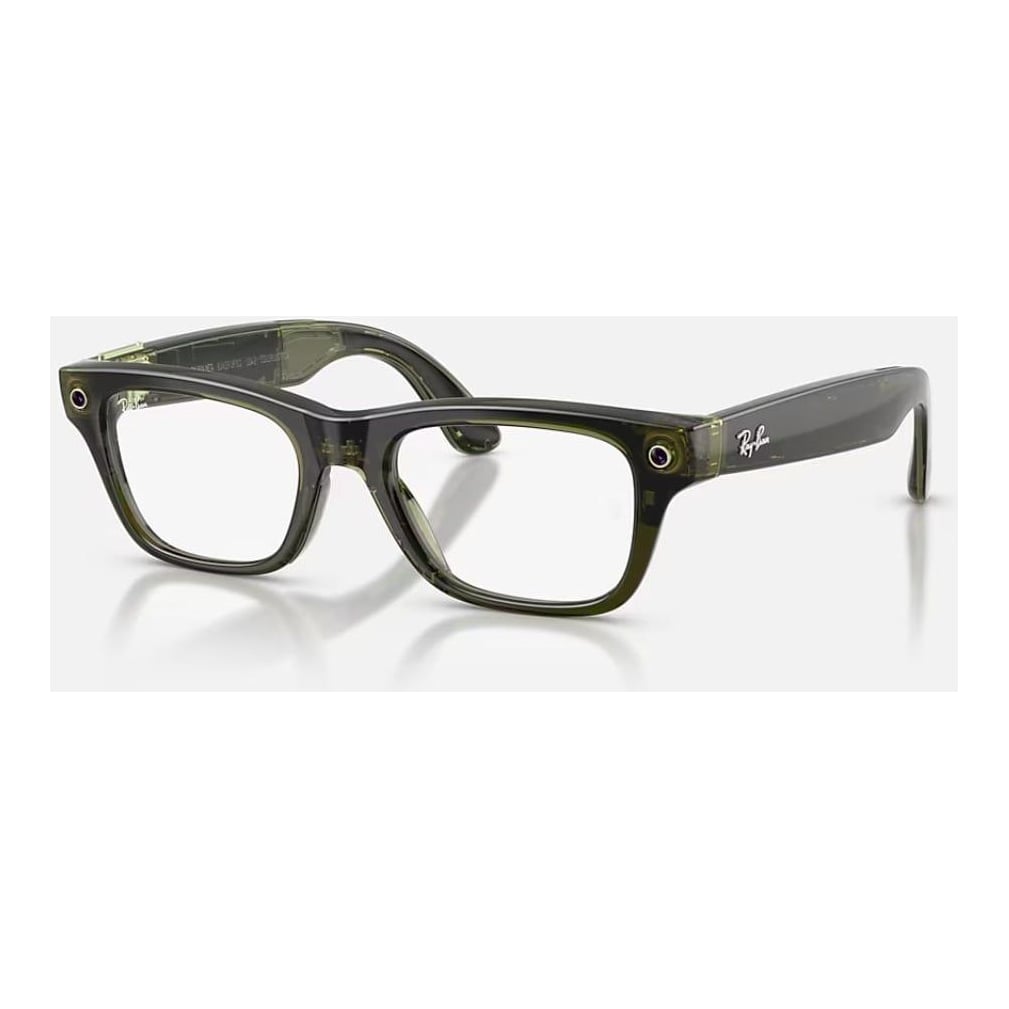 RAYBAN Ray-Ban Meta Blayzer Optics Gen 2 Universal Fit Shiny Transparent Dark Olive Demo Lens 50-19