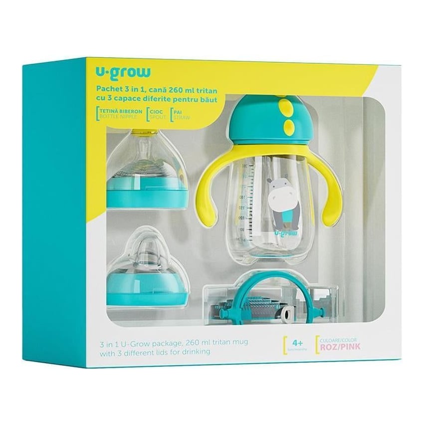 Pachet 3 in 1 cana 260 ml, blue, U-Grow