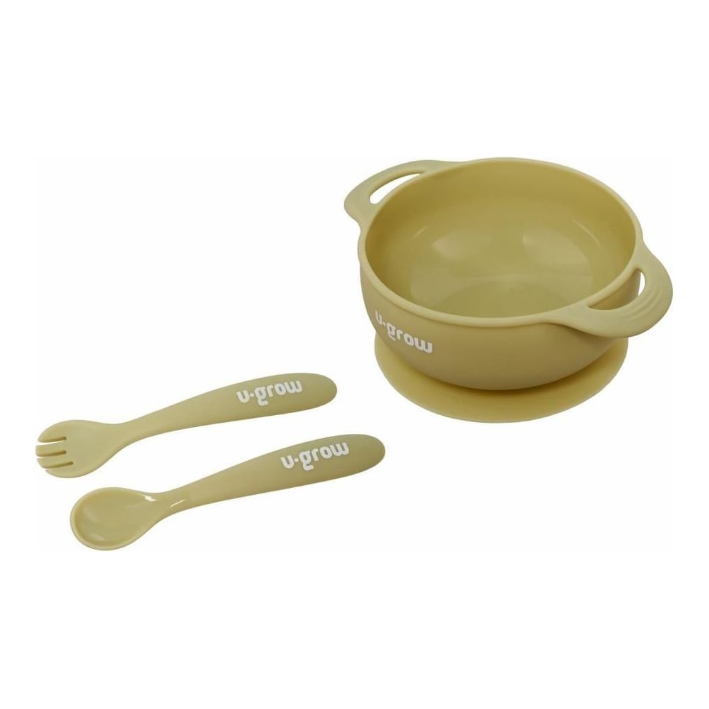 Set bol & lingurita silicon,olive,U-Grow