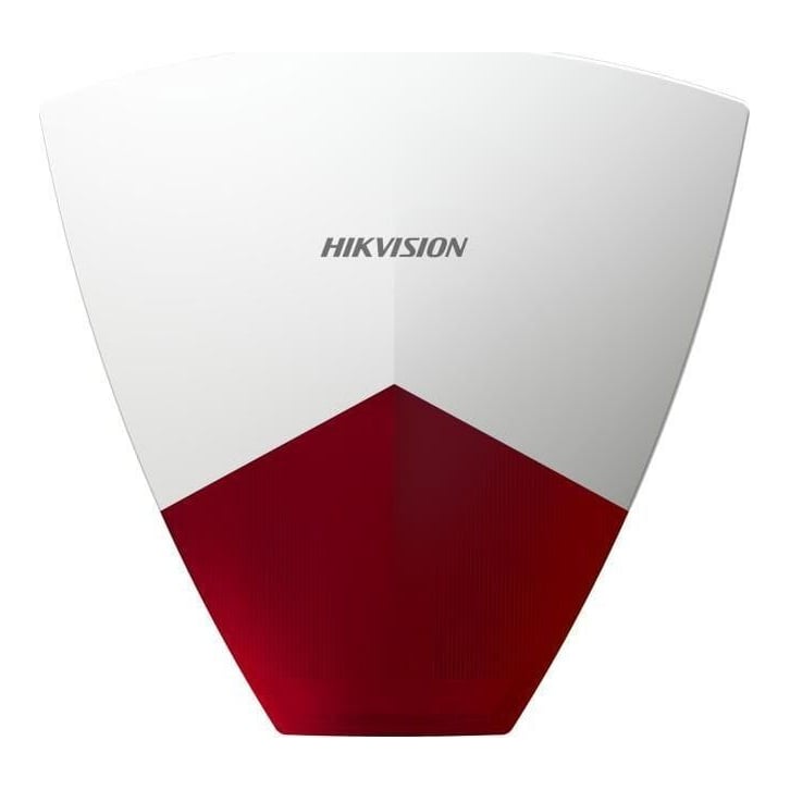 Sirena de efractie Hikvision DS-PS102X/RED;314300685 compatibila cu centrale DS-PWA96-M2H-WE; Culoare: Rosu Built-in Flash IP55 Dimensiuni:221mmx215mmx51mm