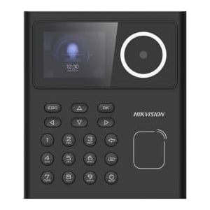 HIKVISION Value Series Face Access Terminal 2.4-inch LCD screen, 2 MP lens Multiple authentication methods, including face, card, and PIN, etc. Supports M1 card Face recognition duration < 0.2 s/User Max. 500 faces, 1,000 cards, and 100,000 events Supports ISAPI and ISUP 5.0 protocols Configuration via the