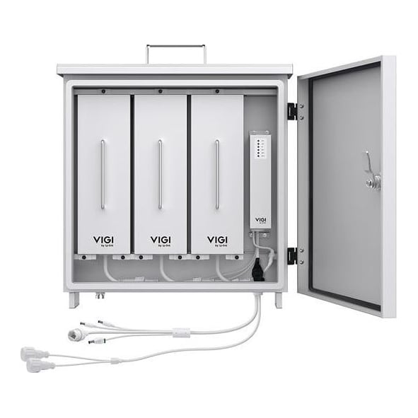 TP-Link Controler Vigi pentru panouri solare Vigi, montaj pe stalp: Ø80-160 mm, greutate: 16.5kg, temperatura de functionare: -30 °C ~ 60 °C, IP66, contine: 3 baterii cu litiu 31.2Ah, capacitatea ramasa dupa 500 de cicluri >70%, temperatura de incarcare: -30 °C ~ 45 °C (cu incalzire auxiliara), se poate