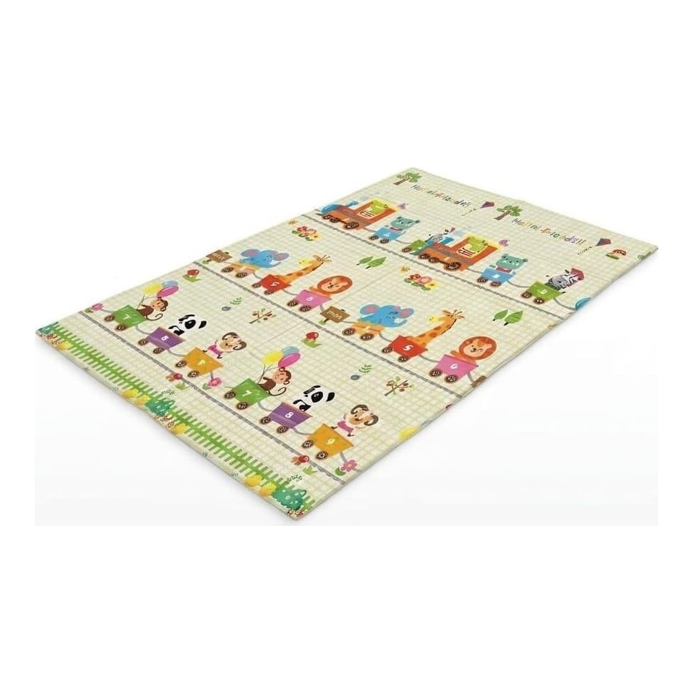 Covor de joaca pentru copii U-Grow, din spuma, pliabil, 2 fete, impermeabil, izolant, 180 x 120 x 1 cm, design animalute