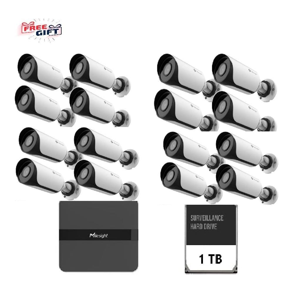 MILESIGHT TECHNOLOGY KIT16 Milesight Bullet 2MP Nvr 16 Canale