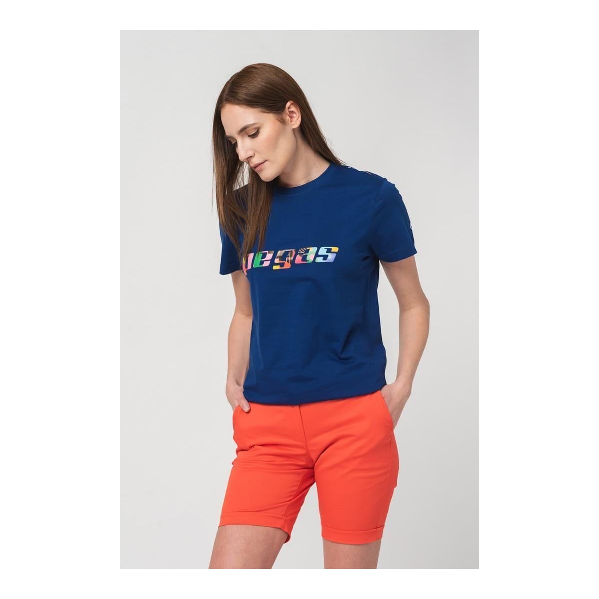 PEGAS Tricou Logo Multicolor Femei Royal Blue