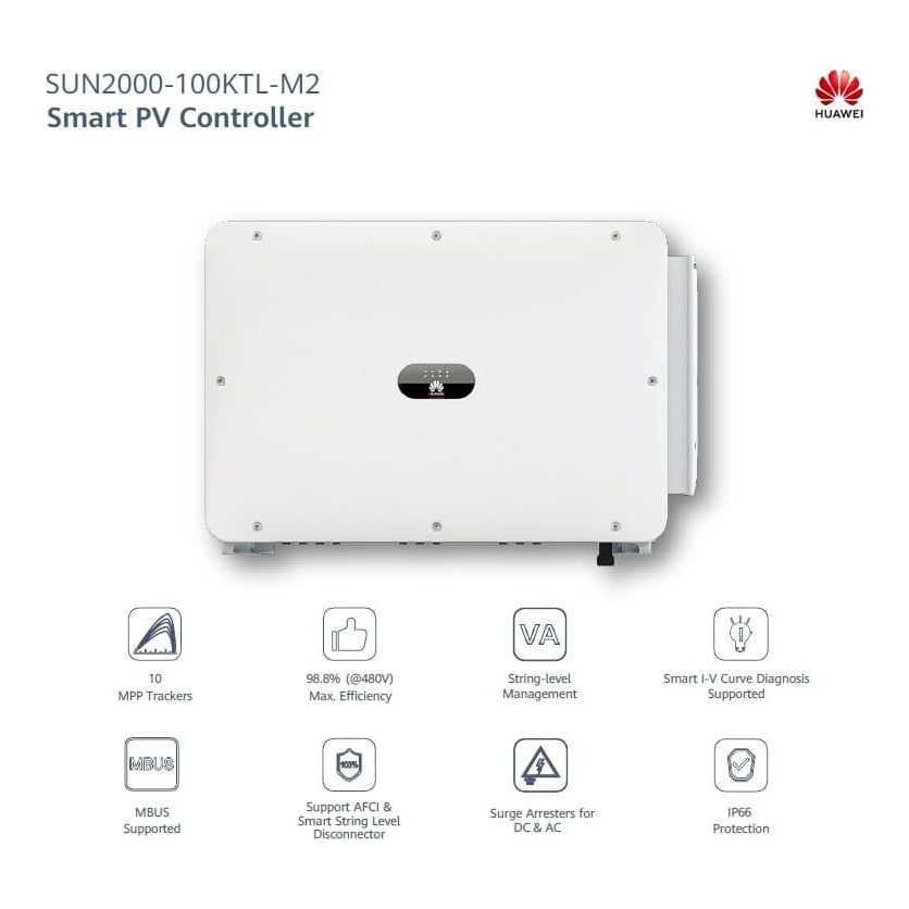 Inverter Huawei SUN2000-100KTL-M2, Afci, Dc-spd I+ii