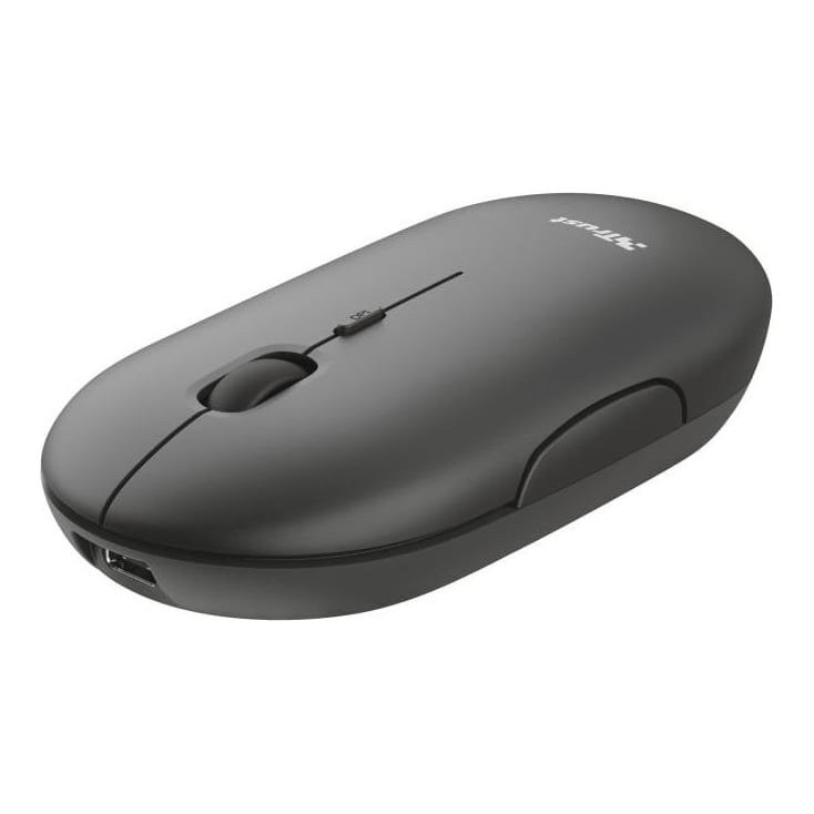 Mouse Wireless Trust Puck Rechargeable Wireless Ultra-Thin Mouse, 1600 dpi, Negru