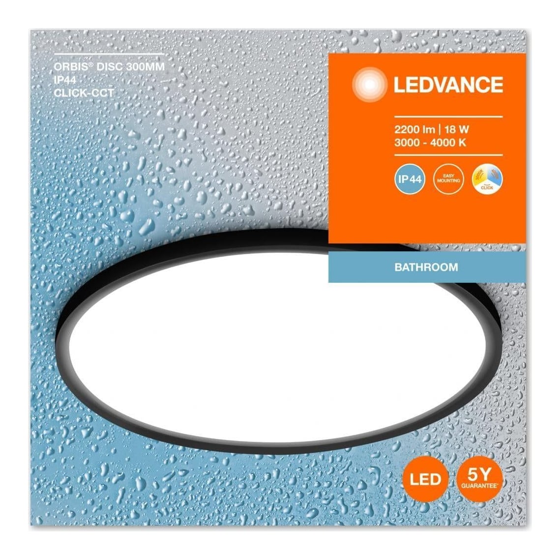 LEDVANCE Orbis Disc 30CM 18W Clickcct IP44BKLEDV