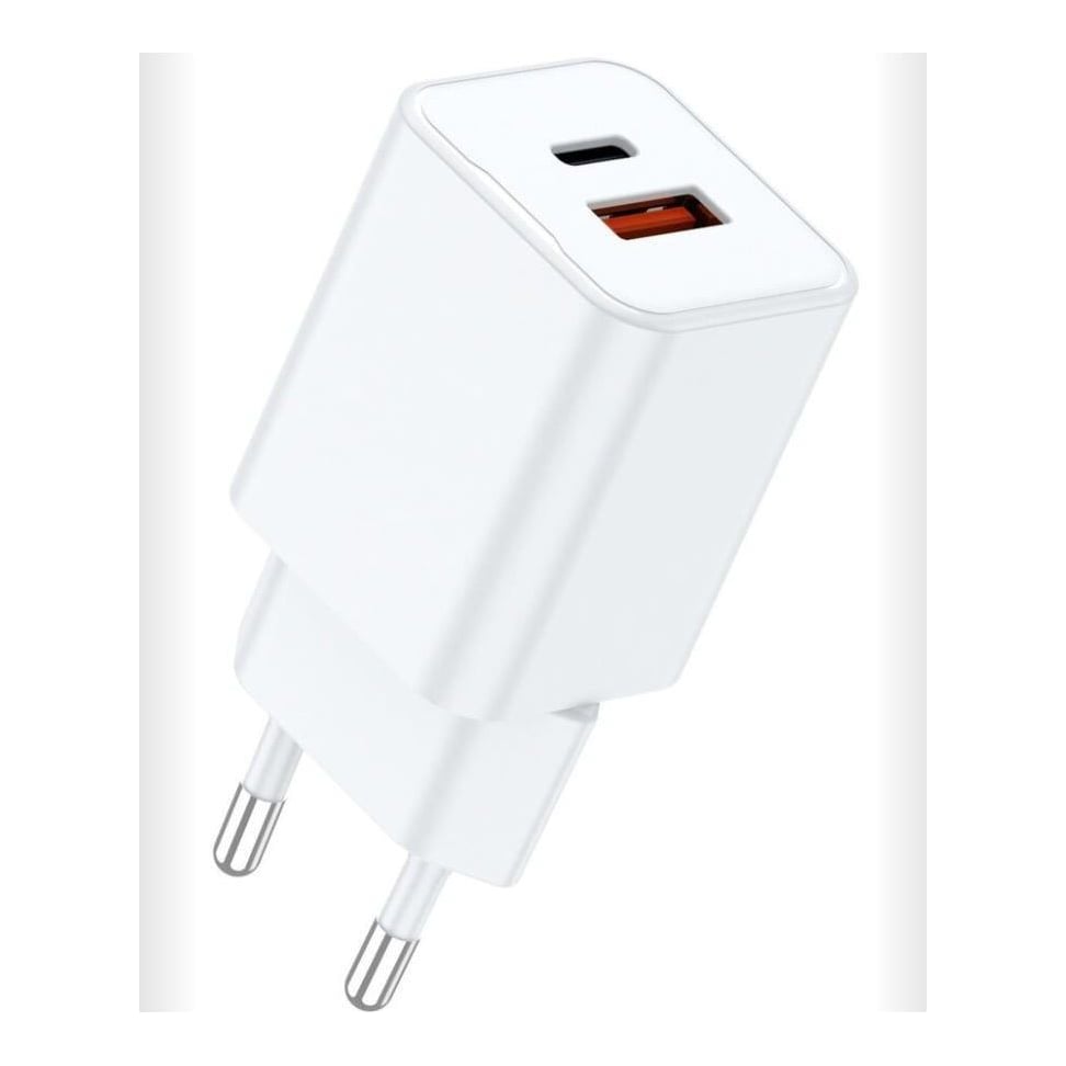 LEMONTTI Lemontti Încărcător Rețea GaN Dual Port 30W 1x USB-C 1x USB-A Alb