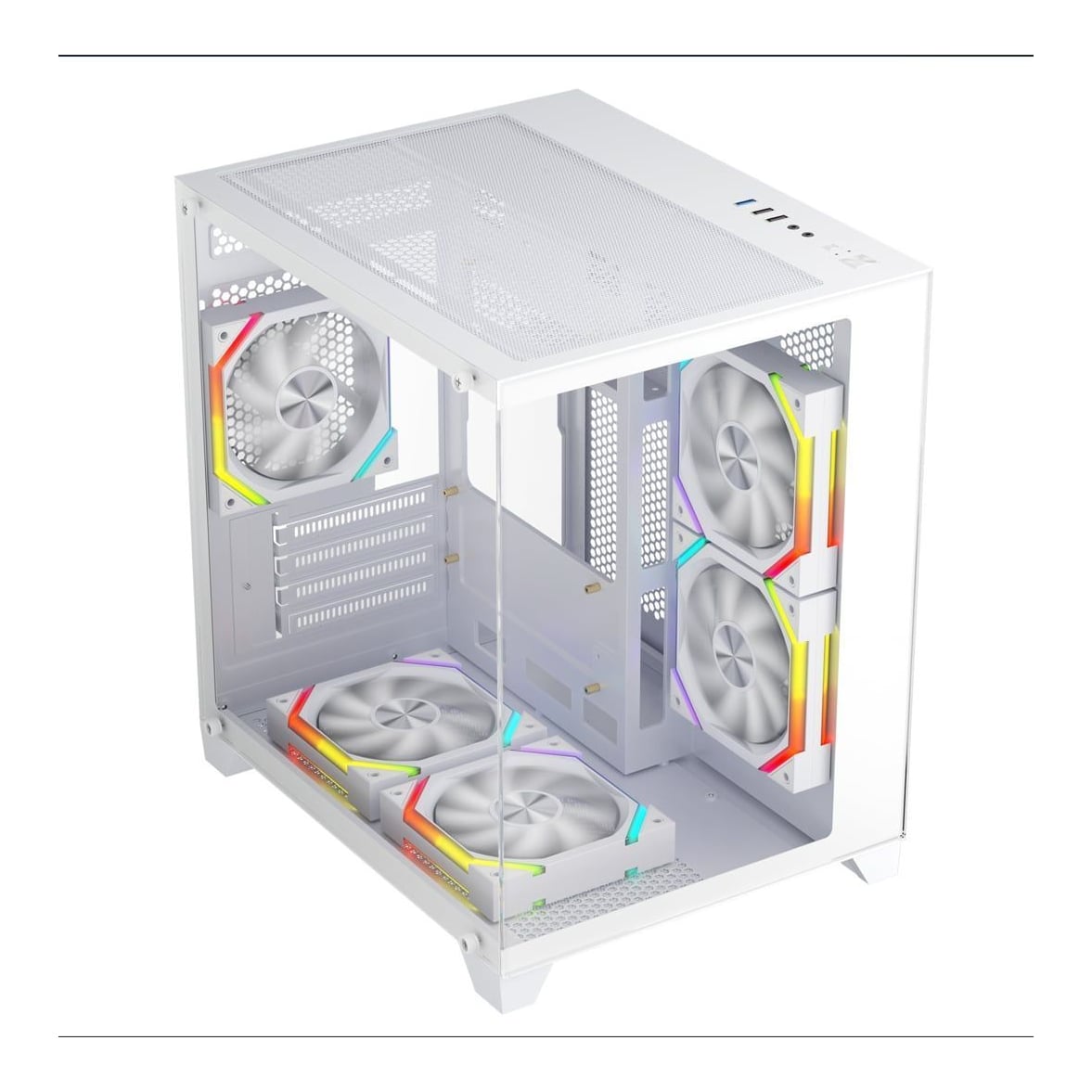 1st PLAYER Carcasa 1stPLAYER® Gaming BV5-wh, 5 ventilatoare aRGB plus PWM, Micro-ATX, telecomanda, alb