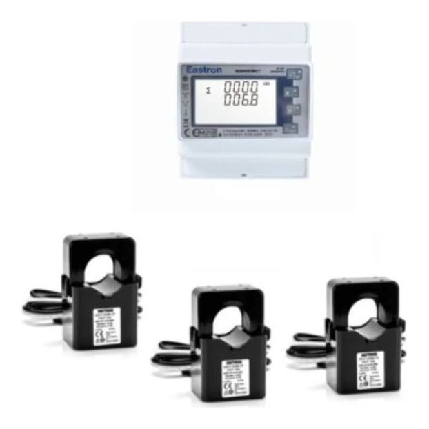 Solplanet EASTRON SDM630MCT V2, w/ PV mode, incl. CTs. 3p (L1,L2,L3,N), 3x230/400V, Modbus,9600bps, incl. 3pcs ESCT-T24 250A/1A, with PV mode for phase-balanced energy flow calculation