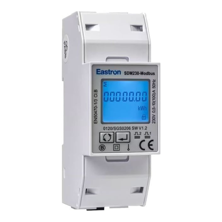 Solplanet EASTRON SDM230-Modbus, 1p (L1, N), max. 100A, Modbus, direct connected AC wires.