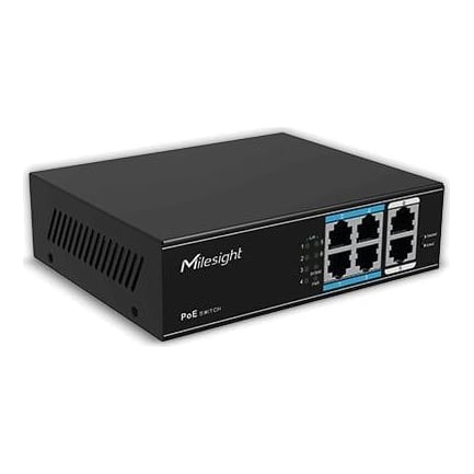 MILESIGHT TECHNOLOGY "Switch Milesight MS-S0208-GL; Porturi:8×100Mbps PoE ports (RJ45) +2×1000Mbps unlink ports; Maxim 30 W per port, Buget 120 W; Performanta: Switching capacity 11.8Gbps, Forwarding 4.17Mpps Alimentare: AC 100~240V, 50-60Hz, 2.2A; Dimensiuni: 195mm x 130mm x 40mm; Greutate: 0.7Kg."