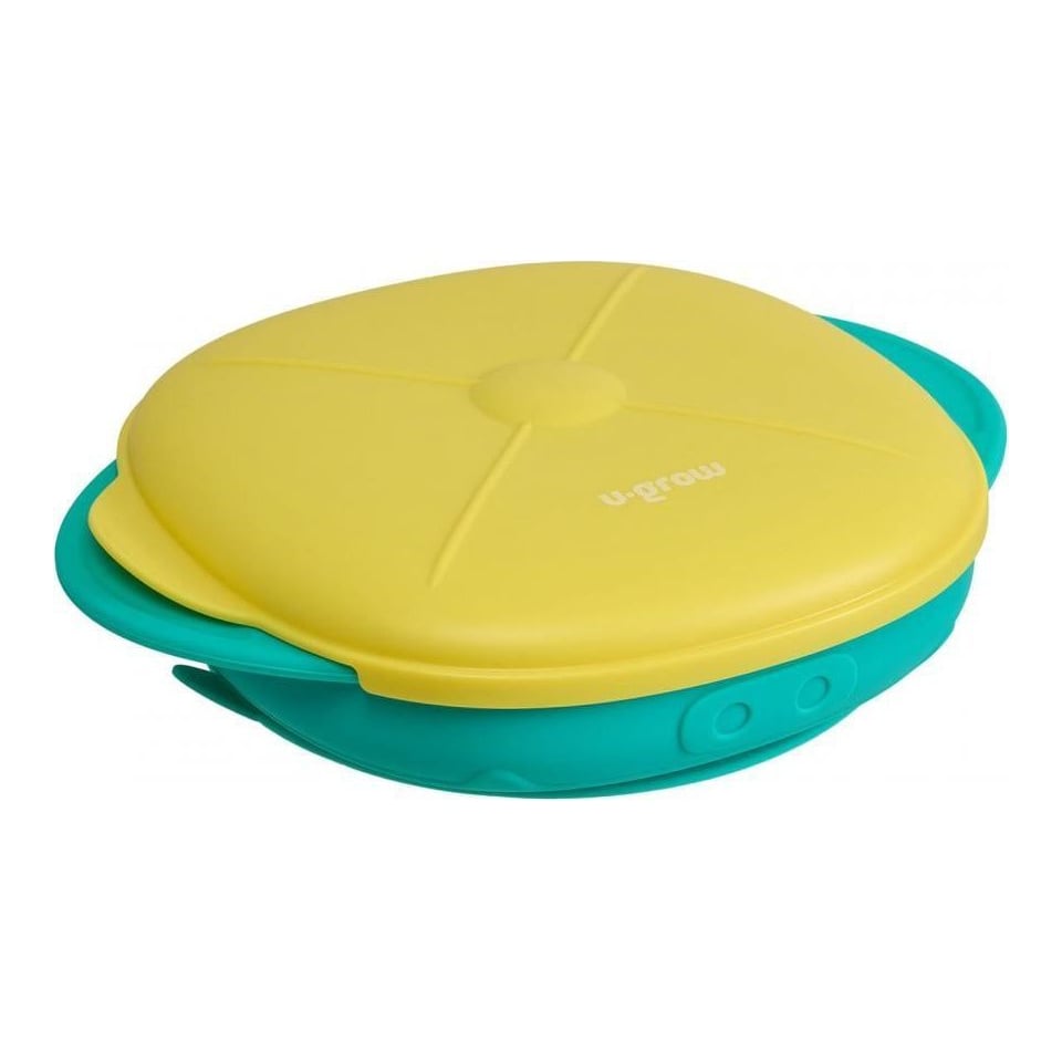 Farfurie silicon cu capac,galbena,U-Grow