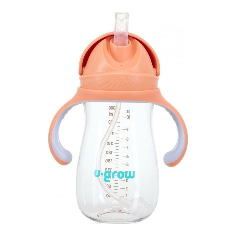 Cana cu pai tritan, orange, 300ml,U-Grow