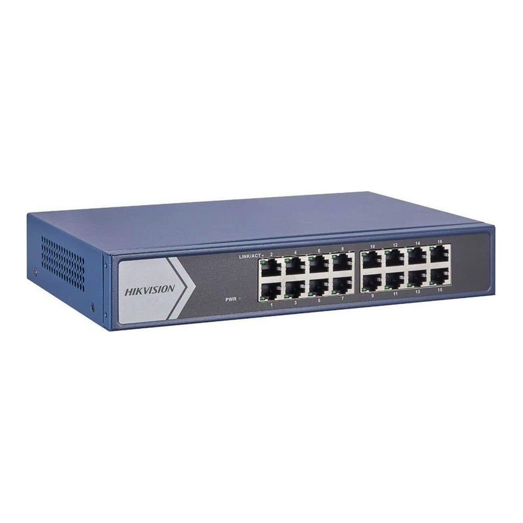 16 Port Gigabit Smart Switch Hikvision DS-3E1516-EI(V3) 16 × Gigabit RJ45 port Support IEEE 802.3az Support STP/RSTP loop prevention with storm control Support cable detection to locate failure Support DHCP snooping Support 6 kV surge protection