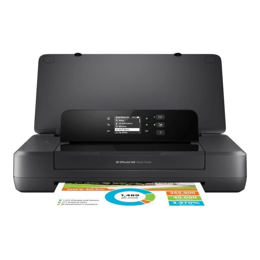 Imprimanta inkjet A4 HP OfficeJet 200 Mobile Printer CZ993A HP OfficeJet 200 Mobile Printer; A4, color, portabila, viteza (ISO) : max 10ppm black, 7 ppm color (CA), 9 ppm black, 6 ppm color (baterie), fpo 12 sec black (CA), 14 sec color (CA), 12 sec mono, 15 sec color (baterie), rezolutie