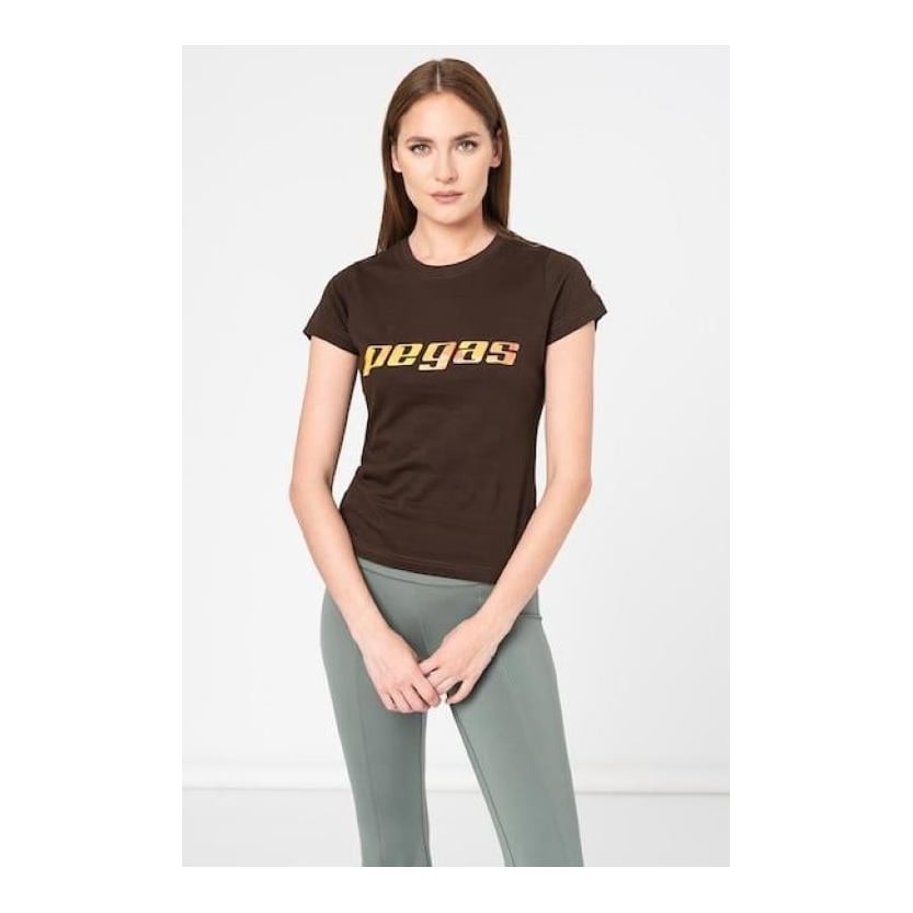 PEGAS Tricou Logo Orange Femei Coffee-xs