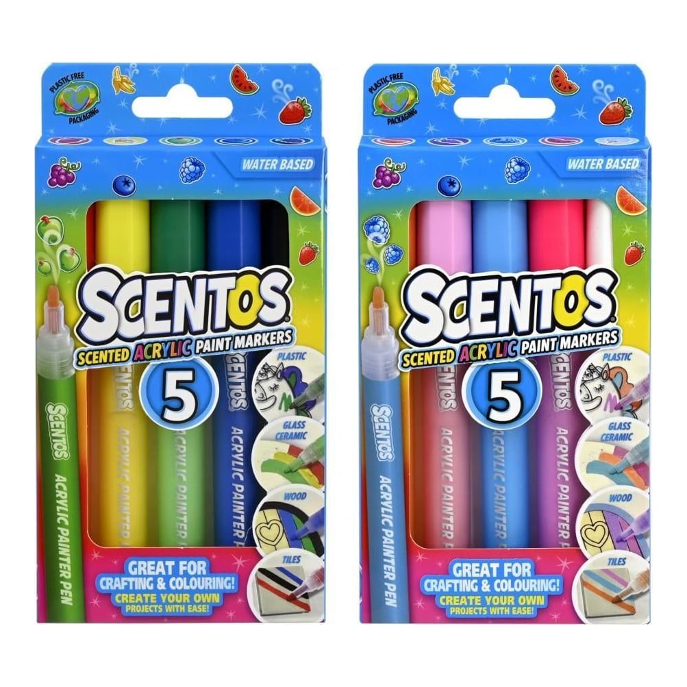 Set 5 Markere Parfumate, Cu Vopsea Acrilica, Scentos