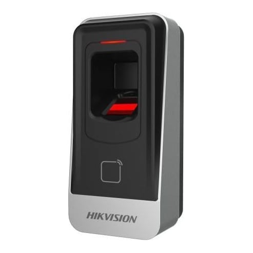Cititor biometric si card EM 125Khz Hikvision, DS-K1201AEF; citeste carduri EM 125Khz, capacitate amprente 5000; suporta RS485; buzzer, dimensiuni 62 mm × 132 mm × 44 mm