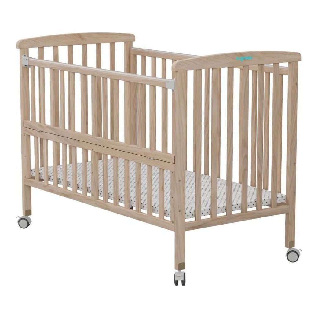 Patut din lemn bebe, +0 luni, 120x60 cm, culoare natur,laterala rabatabila, reglabil pe 3 nivele de inaltime, U-Grow